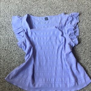 Women's Purple Ruffle Sleeve Top